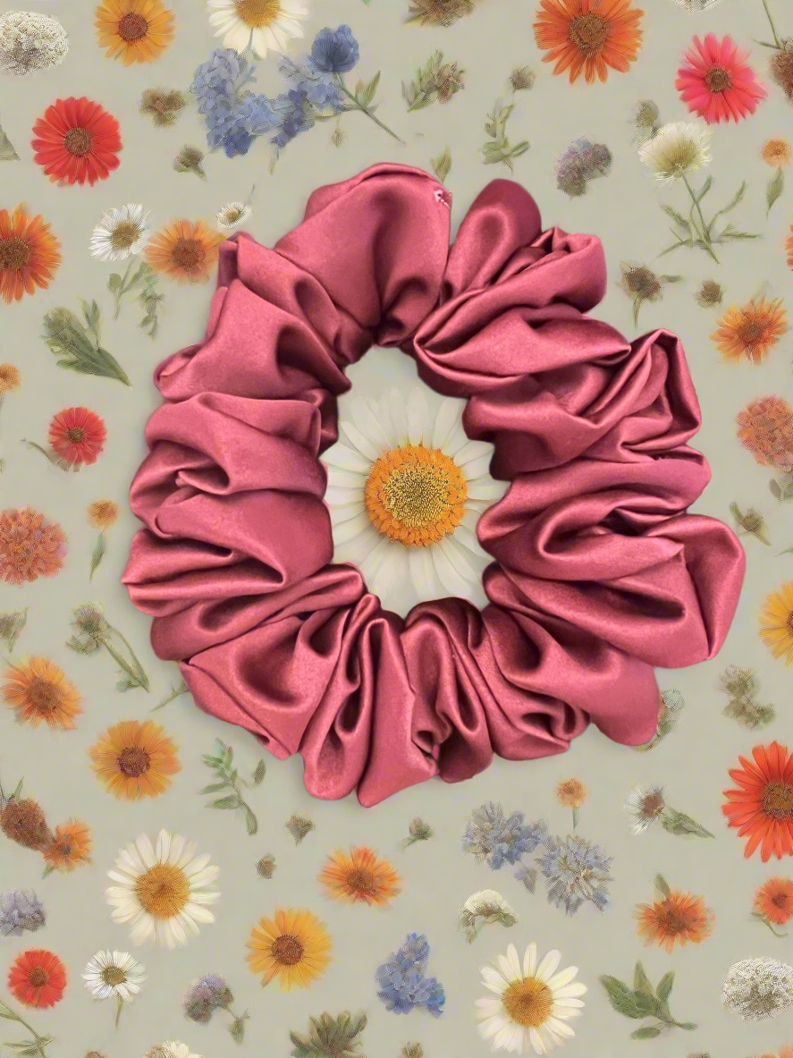 Matt Raspberry satin scrunchie