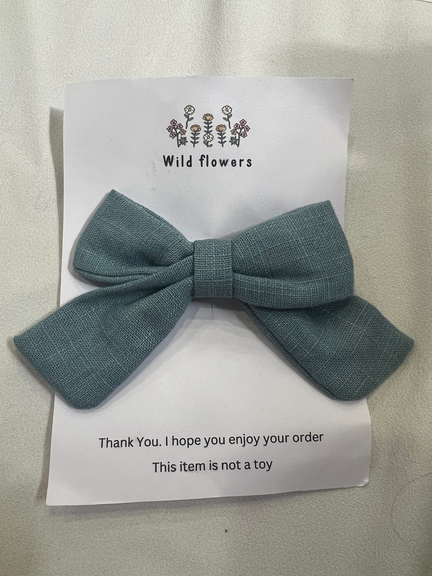 Blue linen bow