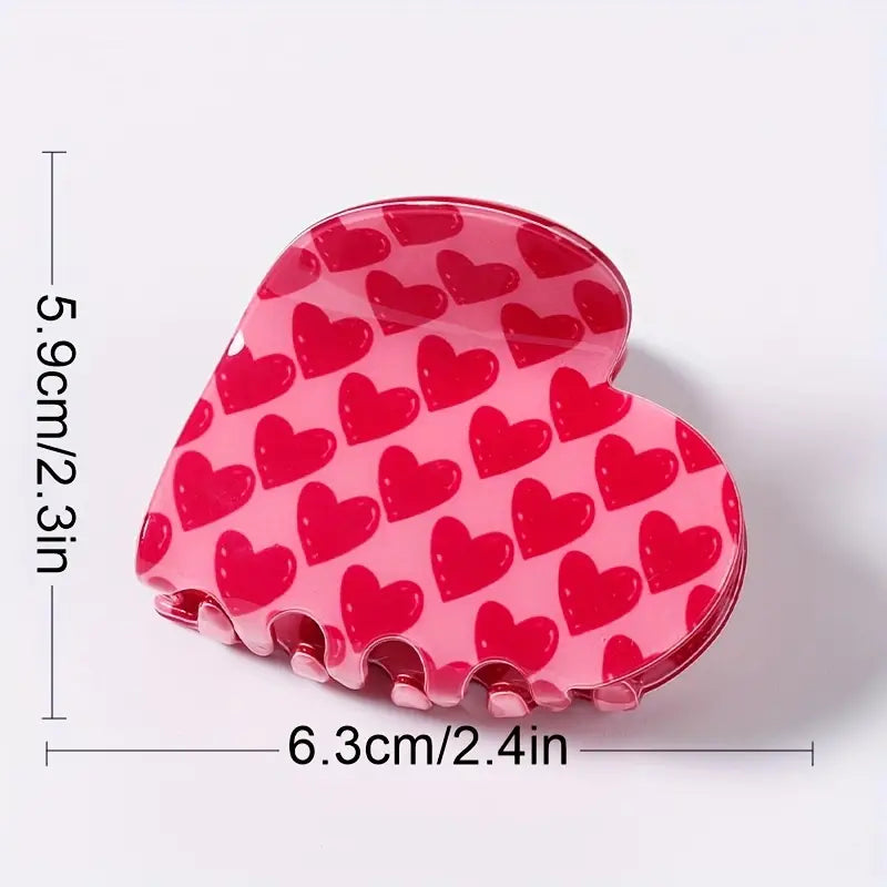 Love heart claw clip with heart print