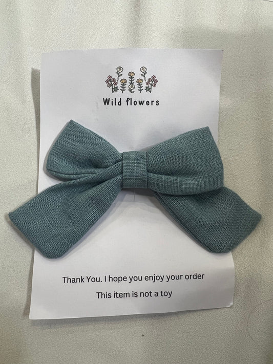 Blue linen bow