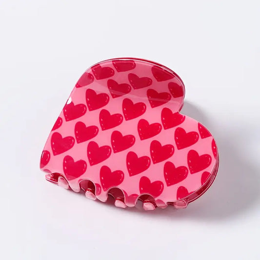 Love heart claw clip with heart print