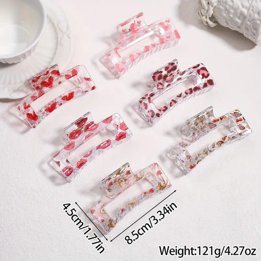 Valentines claw clips - clear