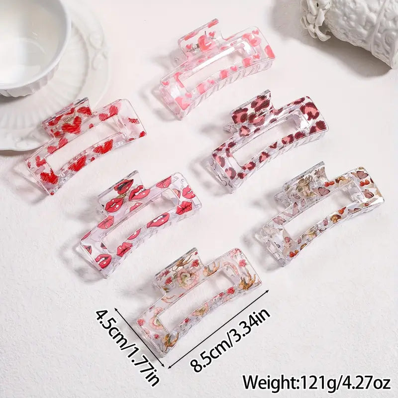 Valentines claw clips - clear