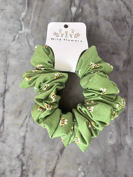 Green Bee hair scrunchie