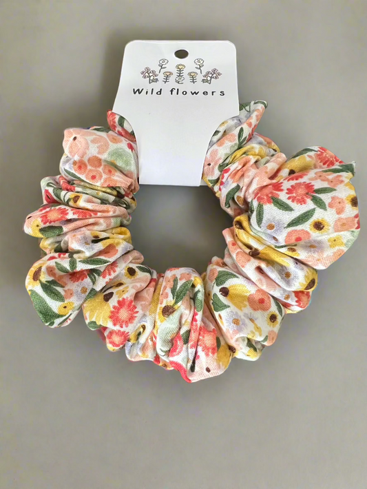 Floral scrunchie white background